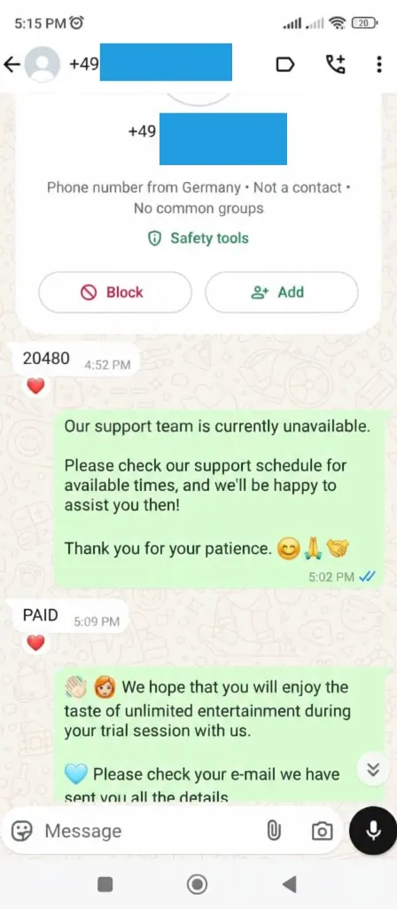 WhatsApp customer review chat screenshot 20